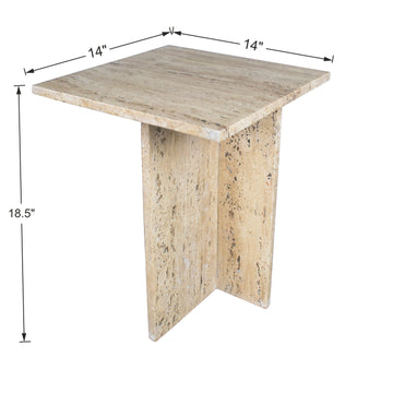Cecil 14" Contemporary Natural Marble Handmade T-Shaped End Table - JONATHAN Y